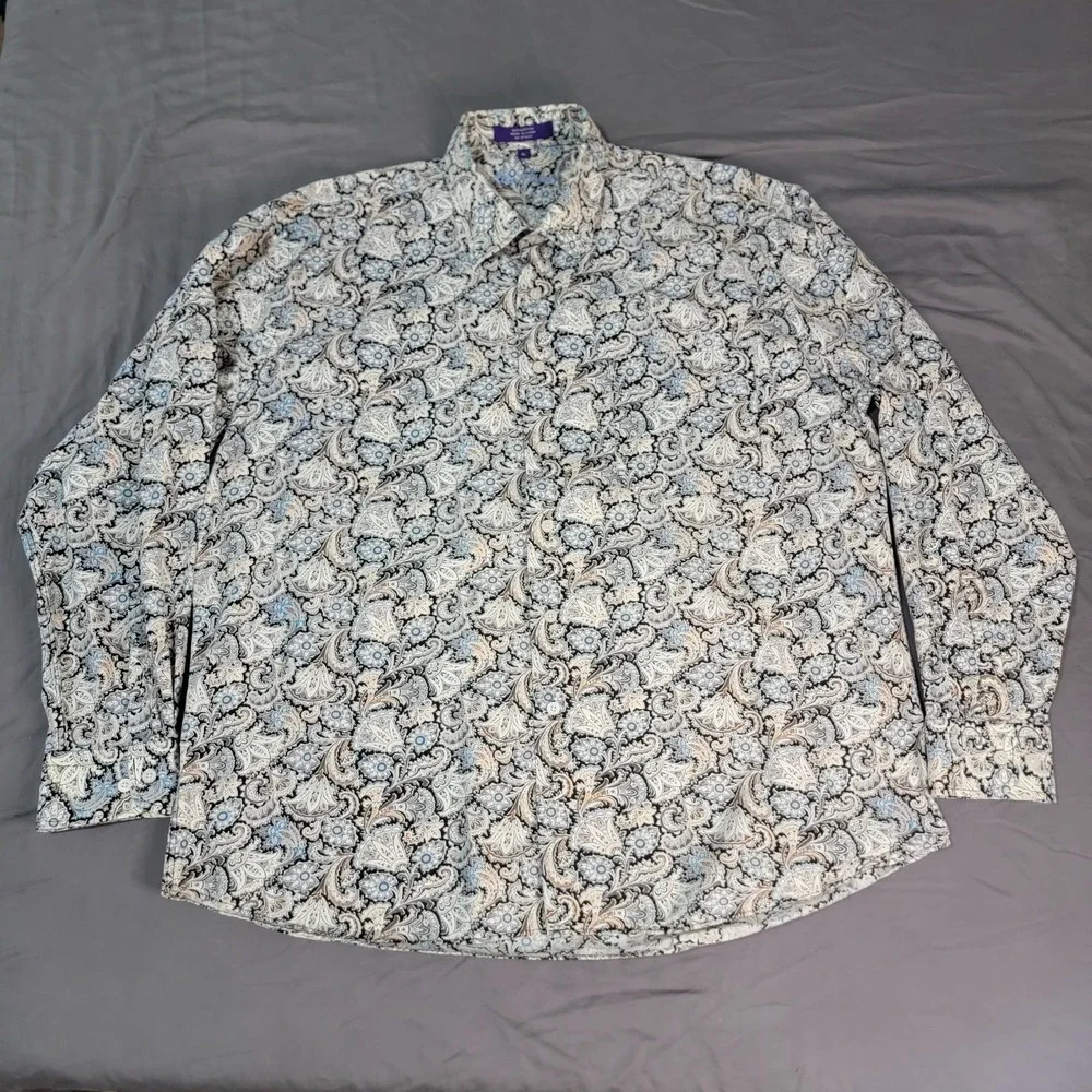 Alan Flusser Paisley Shirt Mens XL Long Sleeve Button‎ Down Multicolored AOP